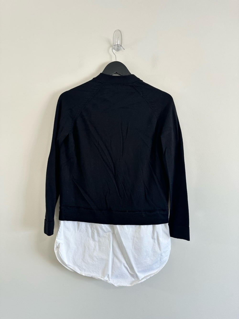 Cos Hybrid Layered Wool Cardigan Size XS Black White - Picture 4 of 12